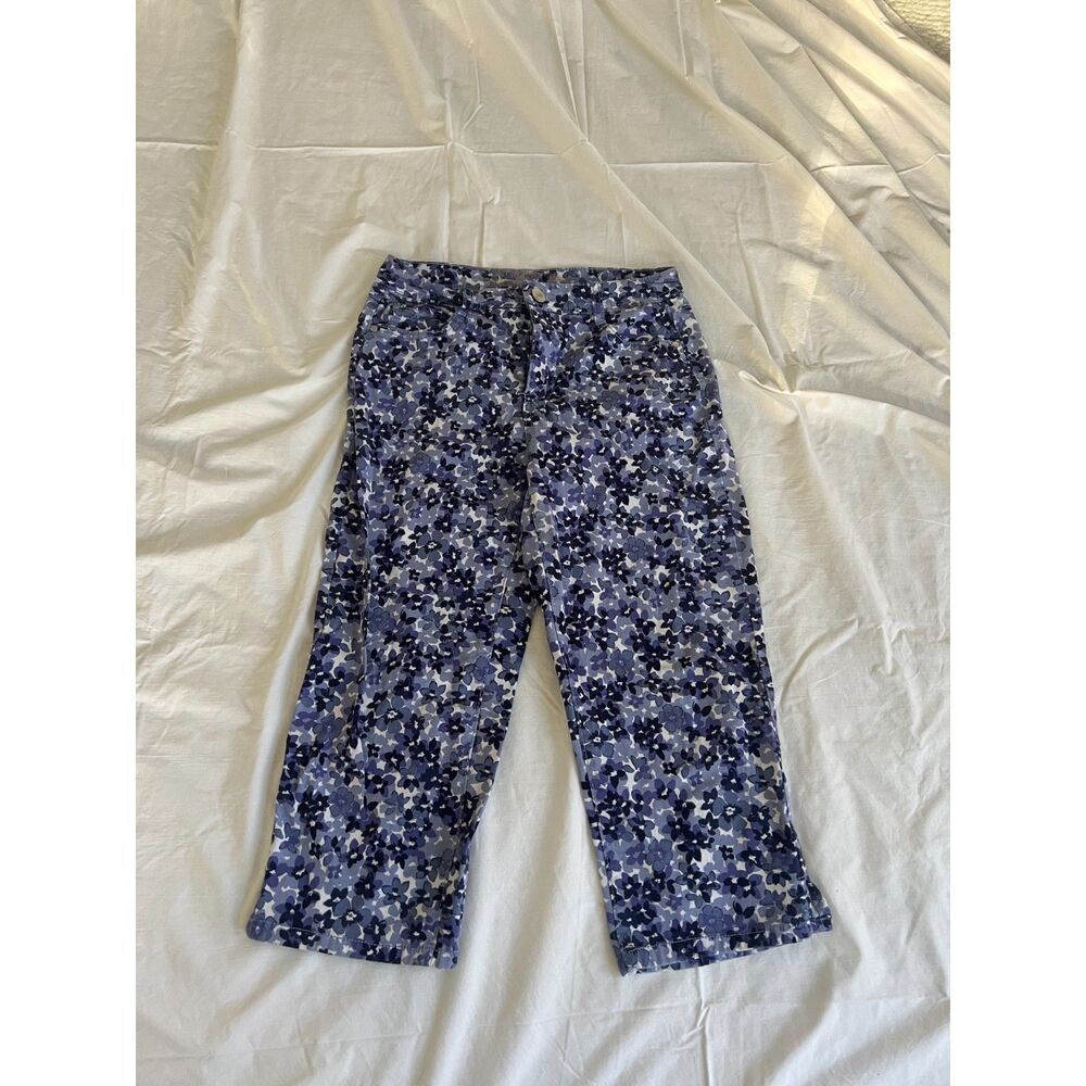 blue and purple floral capri jeans size 6